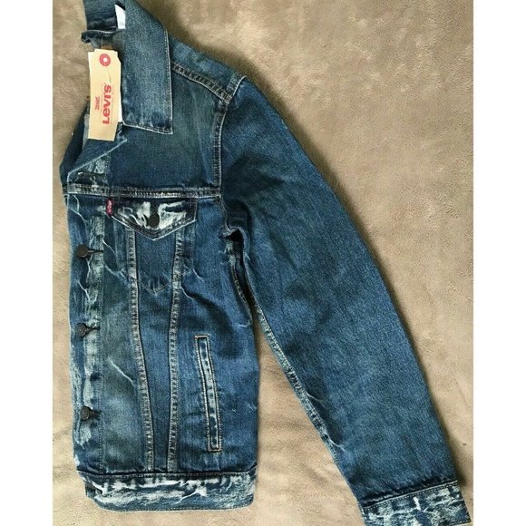Levi's Trucker Jean Jacket Faded Distressed Size Small NWT - Picture 4 of 7